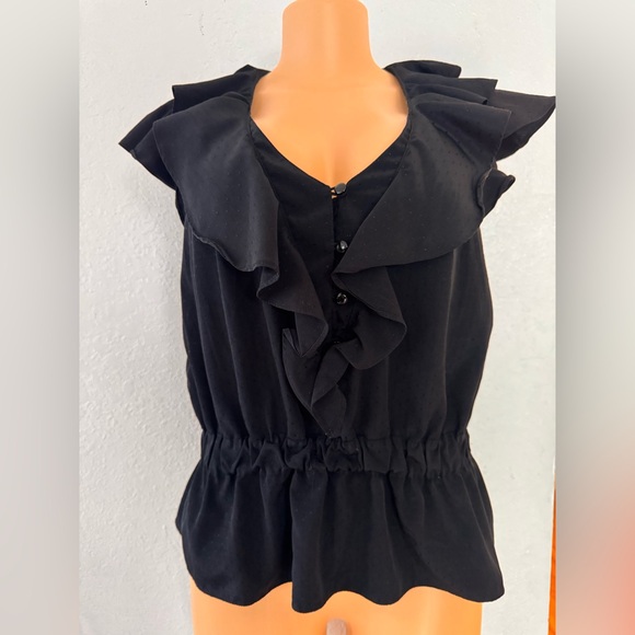 Elle Black Ruffled Blouse - Picture 1 of 2